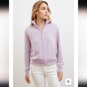 Kilte Los Angeles The Rei Full Zip Quiet Luxury Cotton Cashmere Sweater, Small